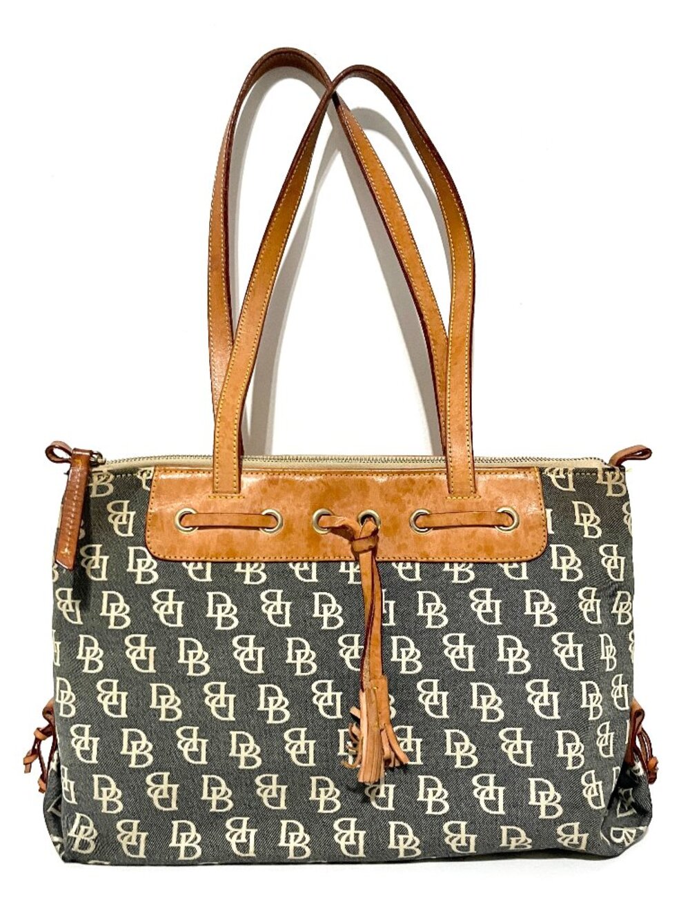 Dooney & Bourke Black and Tan Monogram Shoulder Bag